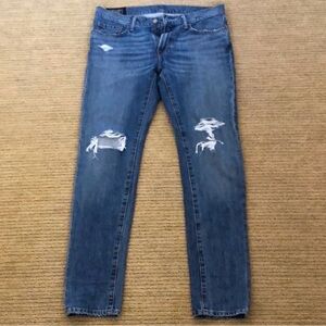 Abercrombie & Fitch Men's Light Blue Ripped Skinny Jeans